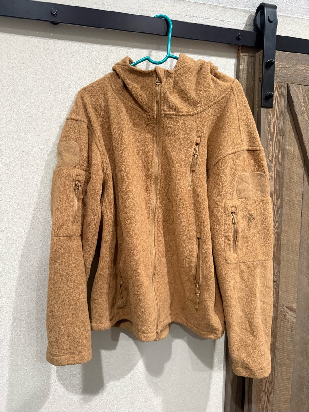 Mens Cozy Hooded Fleece Jacket - Tan